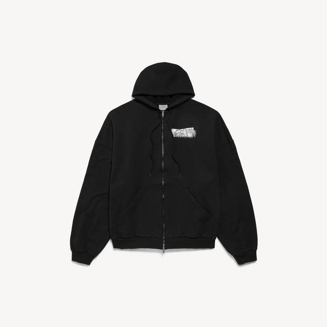 SILVER TAPE BALENCIAGA BACK大版型拉链连帽卫衣