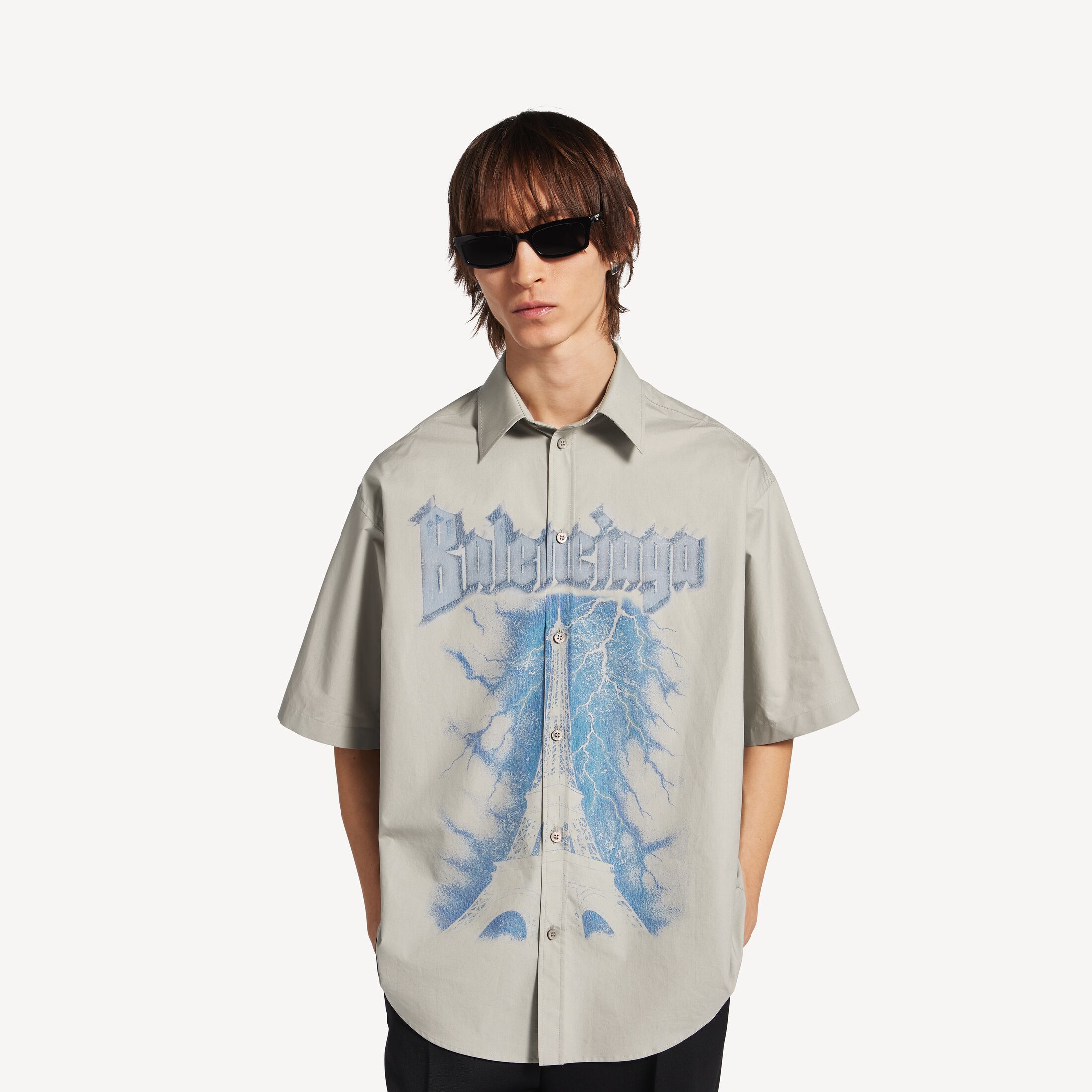 PARIS THUNDERSTORM大版型短袖衬衫