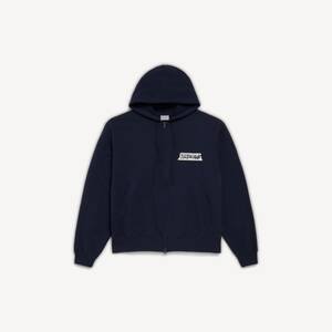 海军蓝色MASKING TAPE HOODIE廓形拉链连帽卫衣