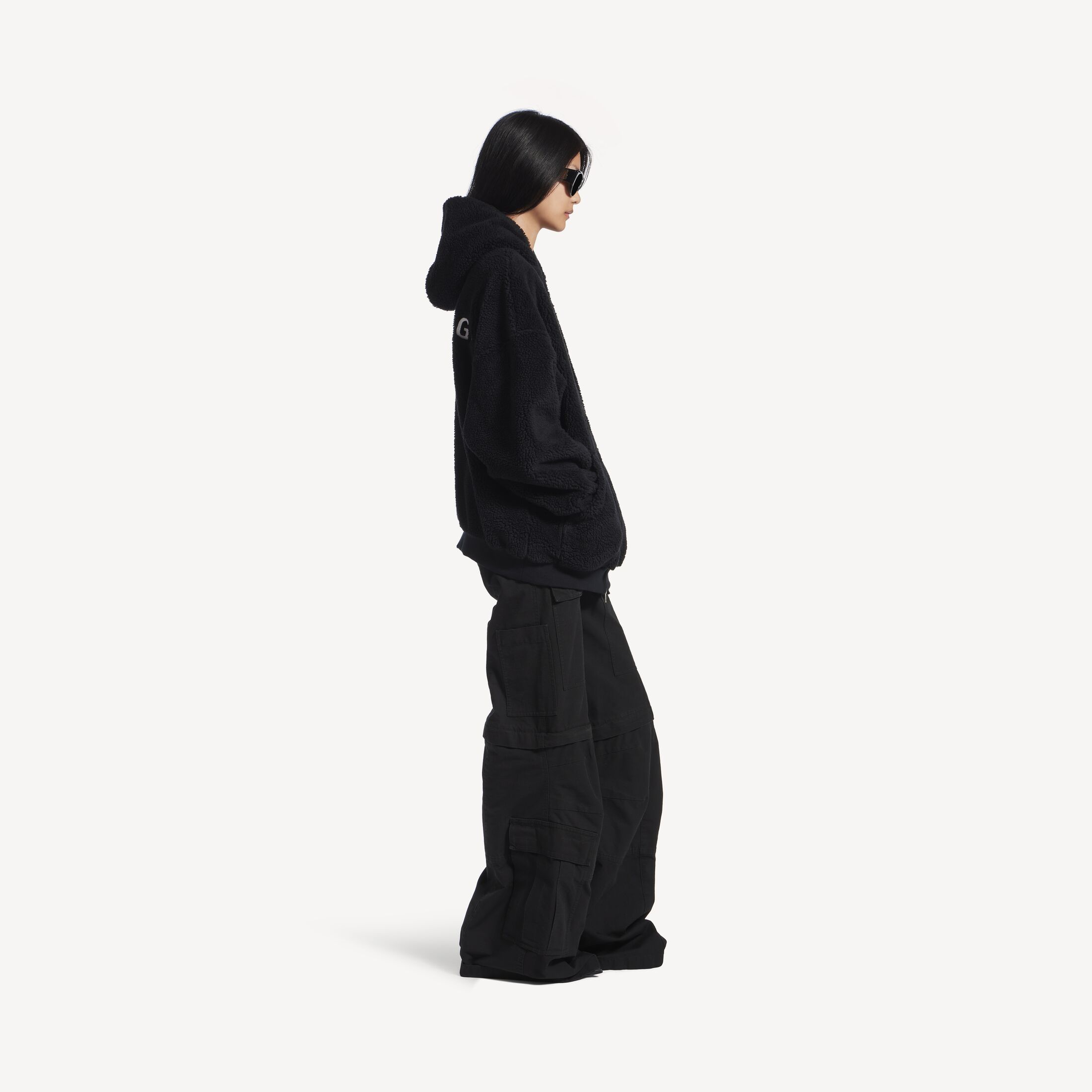BALENCIAGA BACK OUTERWEAR HOODIE廓形拉链连帽卫衣