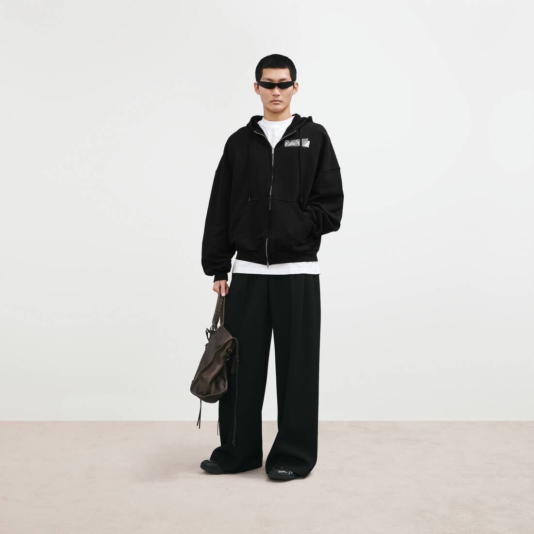 SILVER TAPE BALENCIAGA BACK大版型拉链连帽卫衣