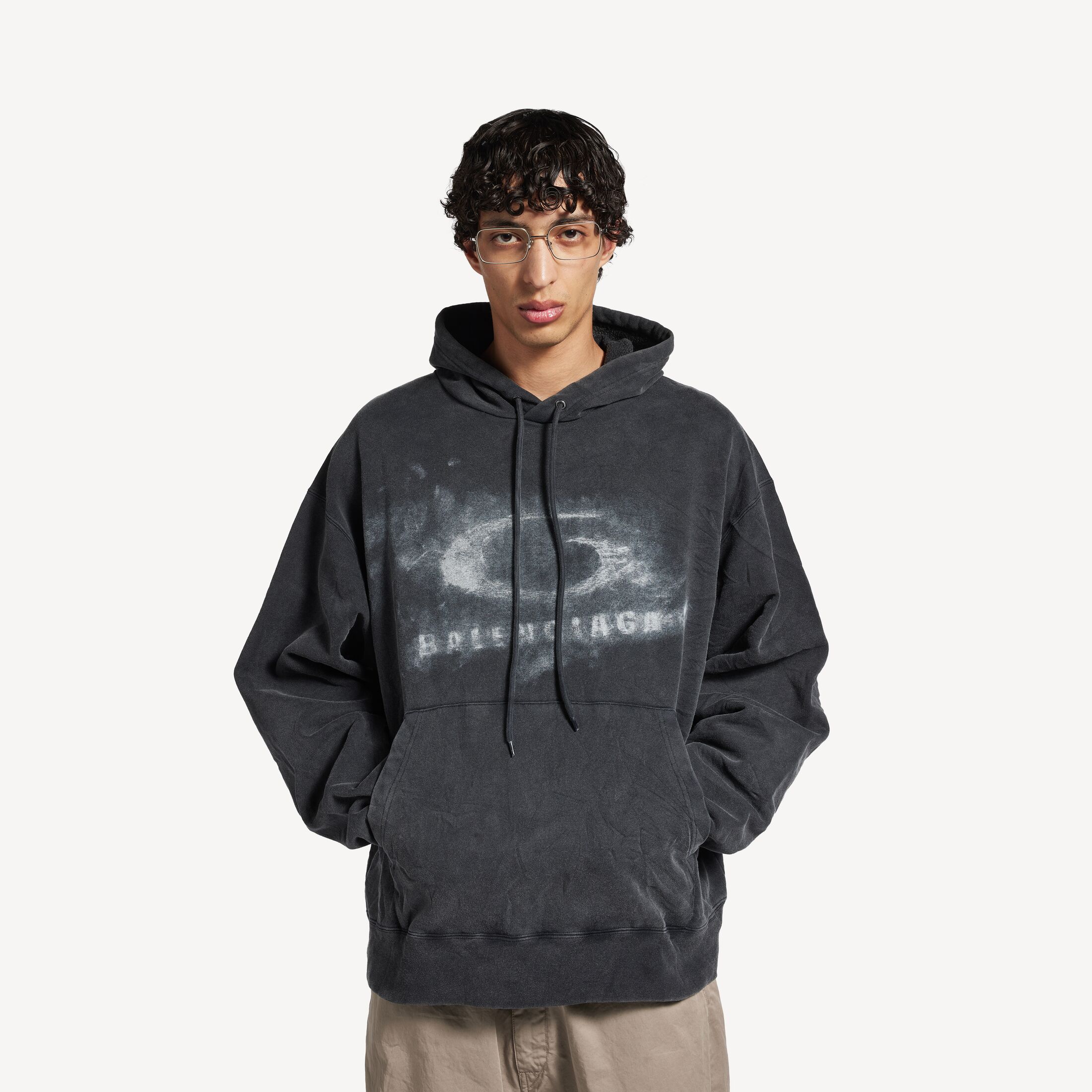 WASHED CRAYON LOOP HOODIE廓形连帽卫衣 | Balenciaga