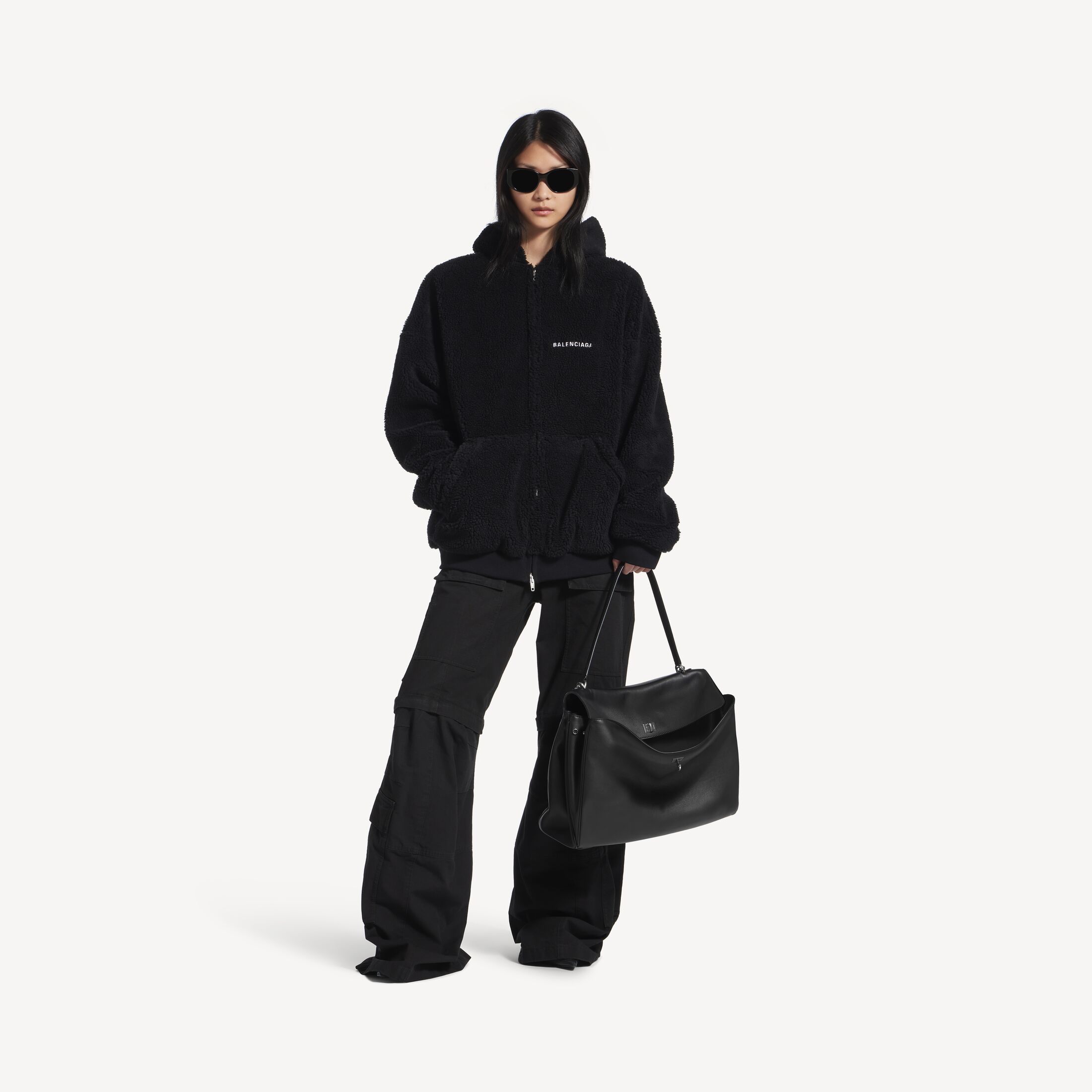 BALENCIAGA BACK OUTERWEAR HOODIE廓形拉链连帽卫衣