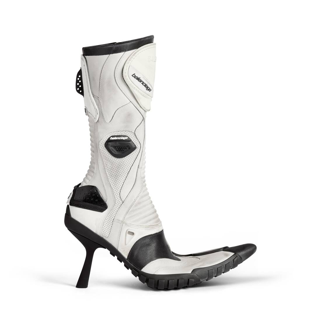 Balenciaga ホワイト 長靴 Balenciaga / NEW strike leather platform ankle combat boots